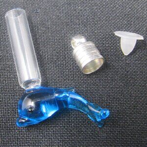 Dolphin Blue Glass Vial 1in Tiny Bottle Charm Stones Ashes Pet Fur Pendant
